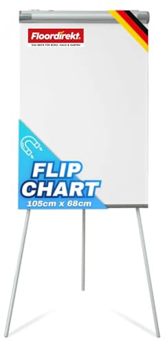 Floordirekt Lavagna a fogli mobili con triplo, supporto per blocchi e bracci laterali, magnetica e scrivibile, autoportante e regolabile in altezza, lavagna magnetica, lavagna con vassoio (coyote)