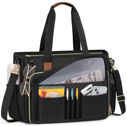 RAINSMORE Bolso Portatil Mujer Maletin Portatil 15,6 Pulgadas Grande Bolso Profesora Bolsa Trabajo con Bolsillo Aislante para Universidad Enfermera Shopper Oficina