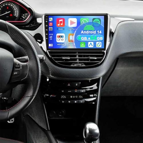 4+64G 2 Din Android 14 Autoradio Stereo per Peugeot 208/2008 2012-2018 con wireless Carplay Android Auto, 10 pollici Touch Screen Radio Lettore Multimediale con navigazione GPS FM RDS SWC Mirror Link