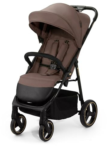 Kinderkraft TRIG 3 Kinderwagen, leicht und handlich, Federung, 5-Punkt-Gurt, Fußstütze, verstellbar, maximale Belastung 25 kg, Braun