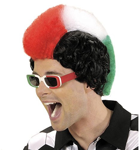 Widmann P0706 - Fan Perücke Italien, grün/weiß/rot