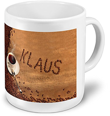digital print XXL Riesen-Tasse mit Namen „Klaus“ - Jumbotasse mit Design Kaffeebohnen - Namens-Tasse, Kaffeebecher, Becher, Mug