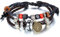 JewelryWe Lederarmband Herren Damen Armband: Retro Tibetischen Perlen Beads Kugeln Runde Medaille Legierung Holz Leder Geflochten Charm Armreif Verstellbaren Größen Passend für 21-30cm Braun