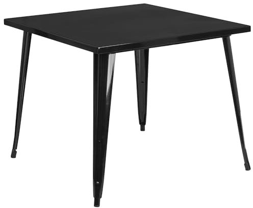 Flash Furniture Parker Tisch für drinnen und draußen, quadratisch, 90,2 cm, Metall, Schwarz