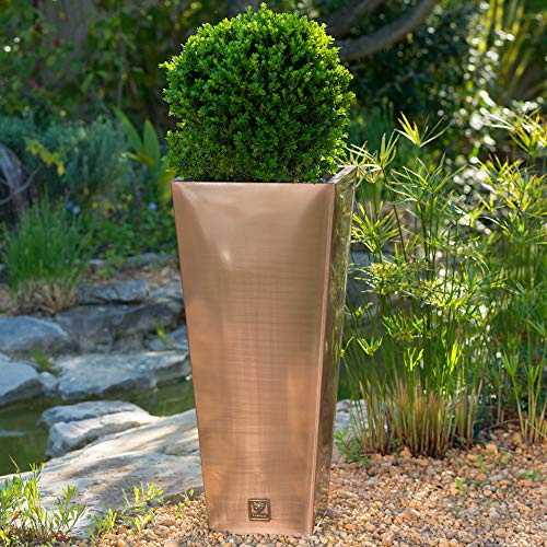 Primrose Frost and Rust-Resistant Outdoor Zinc Flared Square Planter in a Copper Finish Large 89cm (35in)