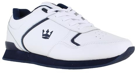 Crown King Mens/Womens Leather Lace Up/Touch Fasten Crown Green Bowling Sports Shoes Trainers UK 9 / EU 43 White/Navy - Lace