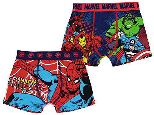 Character Boys 2 Pack Boxers Boxer Briefs Lightweight Print All Over Marvel 4-5 Yrs