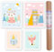BRUNOKO Poster für das Kinderzimmer - Set von 4 Bildern für Kinderzimmer, geeignet für Jungen und Mädchen - Wanddekoration für das Babyzimmer - Bezaubernde Sammlung von Kinderbildern.