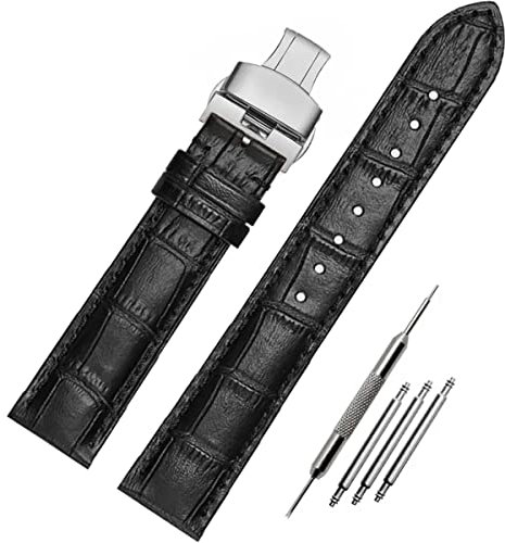 FOUUA Uhrenarmbänder Echtes Leder Uhrenarmbänder Alligator Geprägte Ersatz Faltschließe Armbänder 12 13 14 15 16 17 18 19 20 21 22 24mm