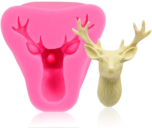 BESTONZON Silikon Fondant Formen Hirschkopf Form für Kuchen Pudding Schokolade Weihnachten Backen Werkzeug (Zufällige Farbe)