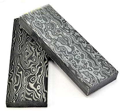 Aibote 2 coltelli Micarta, con manico in materiale per coltelli, per fai da te, per la creazione di coltelli, lame vuote (stile damasco, 120 x 40 x 10 mm)