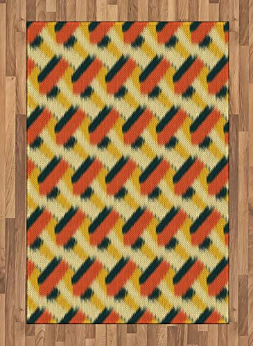 ABAKUHAUS Ikat Teppich, Ethnisches orientalisches Design, Deko-Teppich Digitaldruck, Färben mit langfristigen Halt, 120 x 180 cm, Mehrfarbig