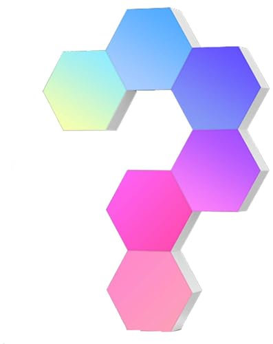 Cololight Hexagon Led Lights Voice App-Controlled, Work with Alexa, Google Home, Color Changing Night Lights, Pro Kit for Gaming Setup Home Decoration (6-pc pro Wall &Standing kit)