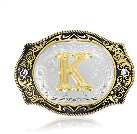 Gürtelschnalle mit Initialen, Buchstaben-Gürtelschnallen, kleine Größe, für Damen, Mädchen, Jungen, Herren, Westernschnallen für Gürtel (ABC-Z) - Gold - Klein