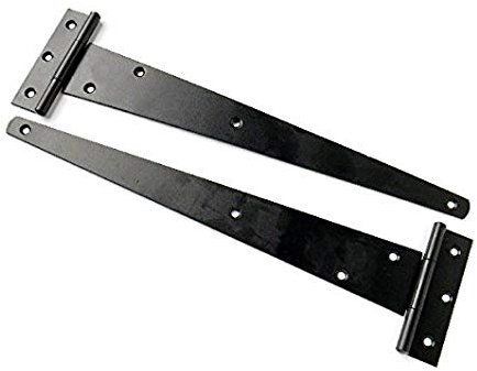 Golden Grace Strap Gate Tee Hinges, Black Heavy Duty 400mm, Pack of 2 | Made to fit wooden gates, shed doors or coal bunkers, featuring a strong metal construction.