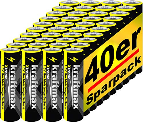 Kraftmax 40er Pack Mignon AA 1,5V Alkaline Batterie - Xtreme Industrial Longlife Performance - Hochleistungs- Batterien für maximale Leistung - Neuste Version