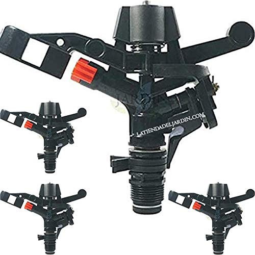 Suinga Pack 5 Aspersor de riego Agricola 3/4'' | Aspersores de riego cesped 13 a 18 m | Aspersor de Jardin Angulo Ajustable 0 a 360º, Negro