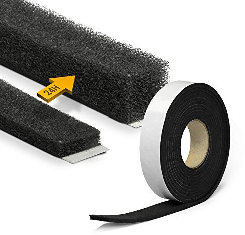 Kompriband 30x6mm -> 30x30mm - 5,6 Meter Moosgummi Dichtband PU Schaum Quellband Fugendichtband selbstklebendes Fensterdichtband Komprimierband Dichtungsband | DQ-PP |