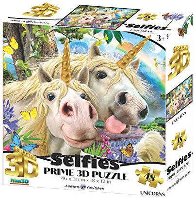 Howard Robinson HR10990 Unicorn selfie 3D Effect Jigsaw Puzzle, Multicolour
