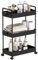 SOLEJAZZ 3-Tier Storage Trolley Cart Slide-out Rolling Utility Cart Mobile Storage Shelving Organizer for Kitchen, Bathroom, Laundry Room, Bedroom, Narrow Places, Plastic,Black