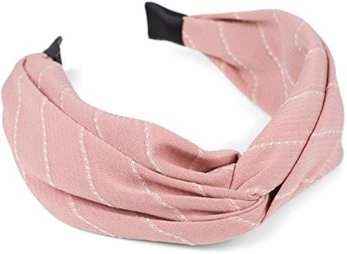 styleBREAKER Women Hairband with noble pinstripe pattern and twist knot, retro look, hair band, hair ornament 04027028, color:Rose