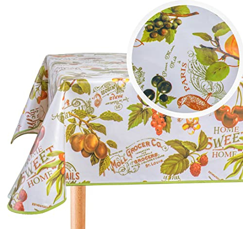 Home Direct Tovaglia rettangolare in tela cerata in PVC, facile da pulire, motivo frutti, 140 x 180 cm