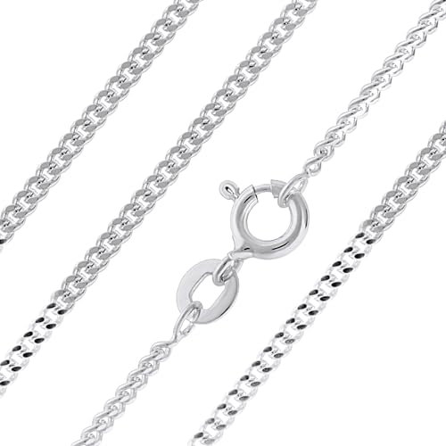 Aeon 925 Sterling Silver Necklace - 1mm Diamond Cut Curb Chain Necklace | 22 Chain | Polishing Cloth & Pouch Bag Included