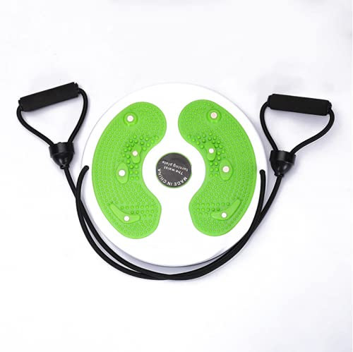 MoDuer Twist Waist Disc with Pull Rope, Twist Waist Torsion Disc, Wobble Balance Board, Waist Wriggling Plate, Fitness Disc for Exercises for Hips and Waist Fitness and Exercise (Green)