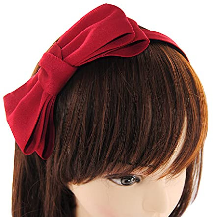 axy Haarreif mit große Schleife 14 cm x 7 cm - Wunderschön Damen Stirnband Haarschmuck Haarreifen HRS3 (Rot)