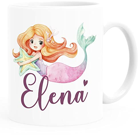 SpecialMe® Kindertasse Meerjungfrau personalisierte Namenstasse aus Keramik Geschenke für Kinder Mädchen weiß Keramik-Tasse