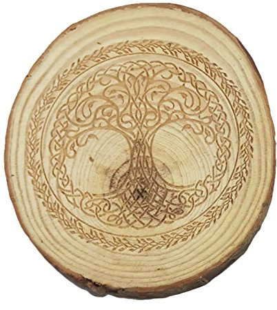 GORGECRAFT 3.9 Zoll Baum des Lebens Wandkunst Natur Holz Kristallgitter Brett Heilige Geometrie Wand Dekor Meditation Chakra Holzkunst Yoga Spirituelle Geschenke Hexerei Altar, Ritual
