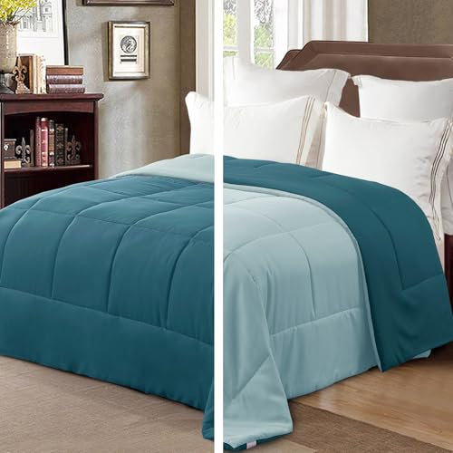 Exclusivo Mezcla Bettdecke 4-Jahreszeiten Steppdecke in 200 x 200 cm, Warme und Leichte Schlafdecke ohne Bezug, Türkis/Aqua