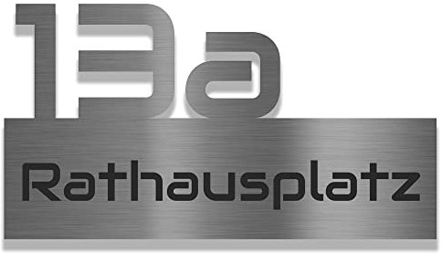 Jung Edelstahl Design V2A Edelstahl Hausnummer mit Gravur Hausnummernschild individuell personalisierbar 25 cm. Schriftzug Hausnummer Edelstahl Buchstaben und Zahlen
