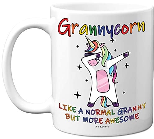 Stuff4 Granny Birthday Gifts - Grannycorn - Best Granny Mugs, Happy Birthday Mug, Special Christmas Gran Gifts from Grandchildren, Funny Xmas Tea Coffee Cup Cups, 11oz Ceramic Dishwasher Safe Mugs