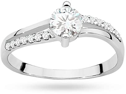 MARKO Weißgold Ring Verlobungsring aus Gold mit 0.60 Karat Weißer Saphir und 0,14 Karat Diamanten,14 Karat Gold (585) | Goldring für Frauen (Weißer Saphir, 52 (16.5))