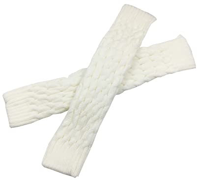 FSSTUD Winter Knitted Leg Warmers Crochet Long Boot Socks Warm Boot Toppers High Knee Leg Warmers Ribbed Knit Leg Socks for Women Lady Girls White