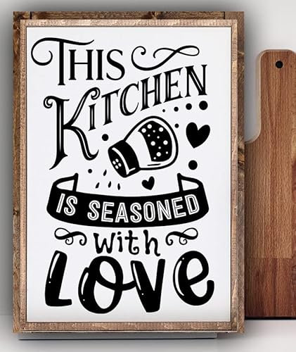 Sawfish® Kitchen is Seasoned with Love Funny Decoration Metal Sign Retro Vintage Wall Plaque Pub Shed Bar Office Man Cave Home Bedroom Dining Room