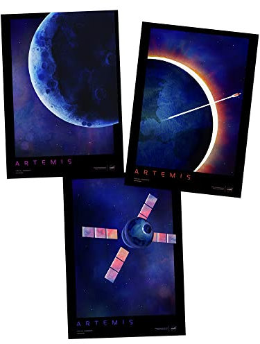 Artery8 NASA Artemis 1 Moon Mars Mission Series Vision Courage Galvanize Travel A4 Wall Art Print Poster Pack of 3