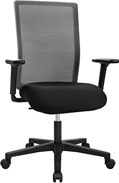 Topstar Free Point N inkl. Armlehne TW1 schwarz/schwarz - Netz dunkelgrau | Made in Germany | Ergonomisch | Drehstuhl, Schreibtischstuhl | höhenverstellbar | Geprüfte Sicherheit nach GS-Intertek