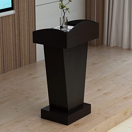 ENHEN Rednerpult Gewerblicher Kanzelpodeststand, Boden Stehend Hölzernen Sprechendem Lecetern mit 2 Lagerung, Hochzeitskirchen Restaurantlehrer Präsentation (Color : Black)