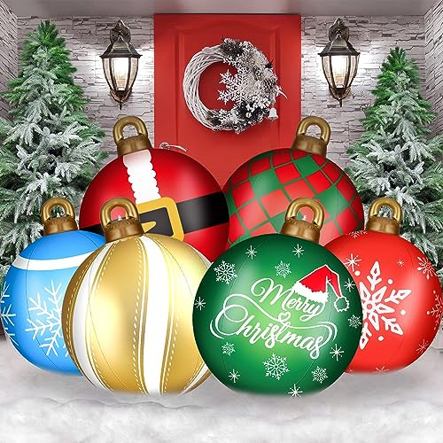 Jetec Riesige aufblasbare PVC-Weihnachtskugel, Ornamente, groß, aufblasbar, für den Außenbereich, Urlaub, Dekoration, Weihnachtsdekoration, niedliches Muster, 81,3 cm