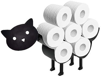 HADAVAKA Black Sheep Toilet Paper Holder, Metal Cat Roll Paper Rack, Tissue Roll Stacker, Novelty Toilet Tissue Loo Roll Storage Holder for Bathroom, Bathroom Tissue Storage (Cat)