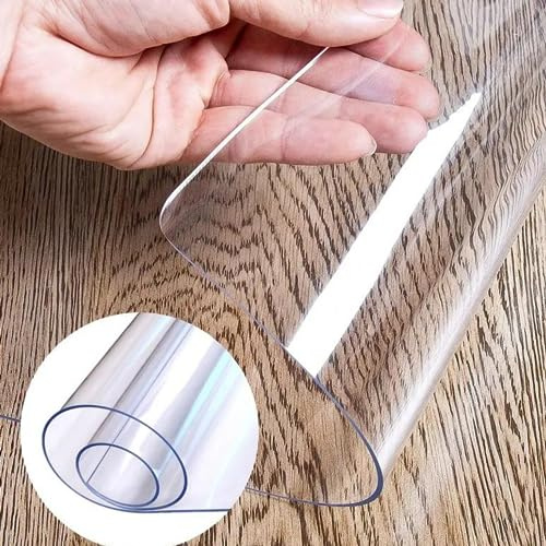 Mayda® Tischfolie transparent 1.8 mm- Glasklar Folie transparente Tischschutz - versch. Größen Individuell Zuschneidbarer - PVC Folie für Tisch - Vielseitig Einsetzbare & Abwaschbare Tischdecke