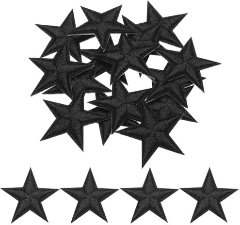 sourcing map Small 5Star Iron on Patches Embroidered Sew Patches Appliques Garment Embellishments for Clothing Repair Backpack Shoes Decoration 2.9x2.9cm/1.14x1.14 Pack of 15 (Black)