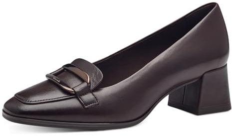 Tamaris Damen Pumps Leder Blockabsatz bequem; Mahogany, EU 39