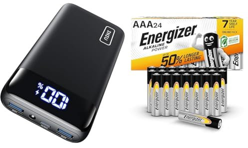 INIU Power Bank, 20000mAh Fast Charging Portable Charger, 22.5W Powerbank with USB C Input & Output & Energizer AAA Batteries, Alkaline Power, 24 Pack, Triple A Battery Pack - Amazon Exclusive