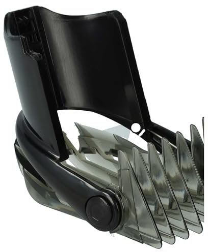 vhbw Kammaufsatz 3-21 mm kompatibel mit Philips QC5070, QC5053 Haarschneider, Bartschneider - Ersatz-Kamm Schwarz Transparent Grau