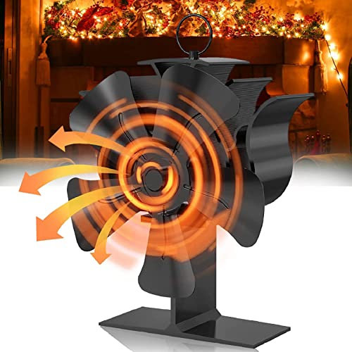 Ventilador de Chimenea Silencioso de 5 Cuchillas, Ventilador de Estufa, No Eléctrico, Ventilador de Chimenea Ecológico No Eléctrico para Estufas de Pellet/tronco/Leña