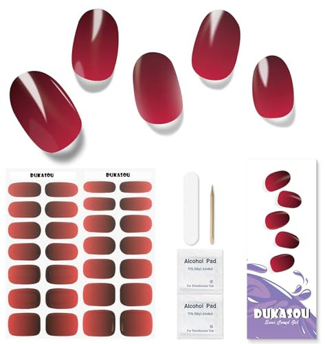 DUKASOU Nagelfolie UV Härtend - 28 Stück UV Gelfolien,Einfach und Bequem UV Gel Strips DIY Gel Nail Sticker ist ein Geschenk für Anfänger, um Nägel zu dekorieren(Halbinselrose)