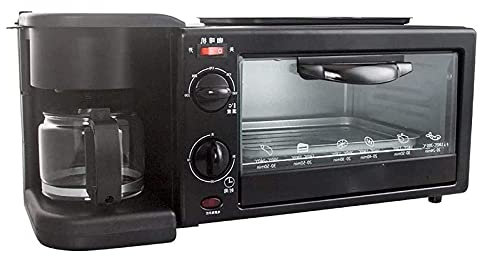 TEmkin Tostadora 3 en 1 para Hacer refrigerios Estación de Desayuno Retro 3 en 1 de tamaño Familiar, cafetera, Horno Tostador, Plancha, máquina para Hacer Desayuno multifunción con cafetera de 600 ml